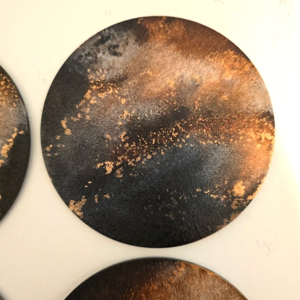 HANDCRAFTED & HANDPAINTED 6 Wood Coaster Set & Upcycled Single Light Switch Case - Picture 5 of 17